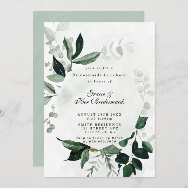 Greenery Eucalyptus Bridesmaids Luncheon Invites (Front/Back)