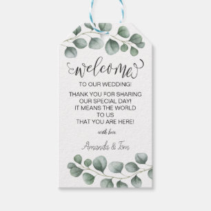 Greenery Eucalyptus Calligraphy Wedding Welcome Gift Tags
