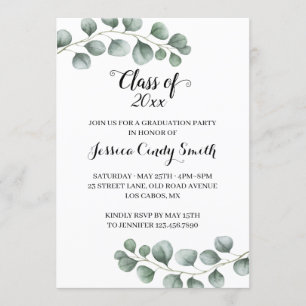 Greenery Eucalyptus Class of 2019 Photo Graduation Invitation