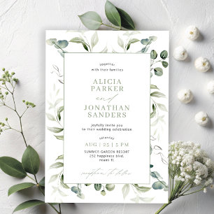 Greenery eucalyptus classy modern wedding invitation