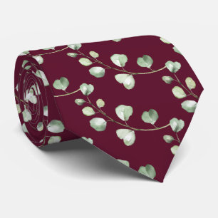 Greenery Eucalyptus Custom Colour Background Groom Tie