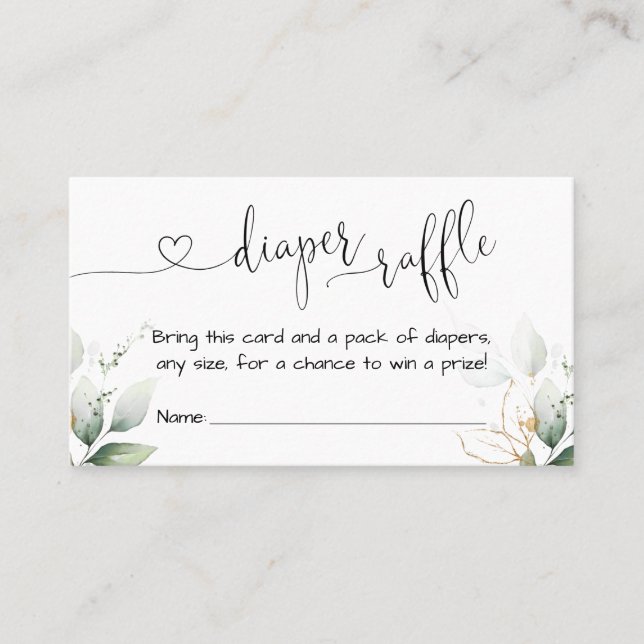 Greenery Eucalyptus Diaper Raffle Card Insert (Front)