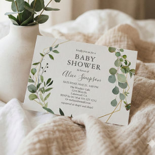 Greenery Eucalyptus Elegant Botanical Baby Shower Invitation Postcard