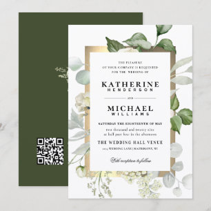 Greenery eucalyptus Elegant Ivory Floral Wedding I Invitation