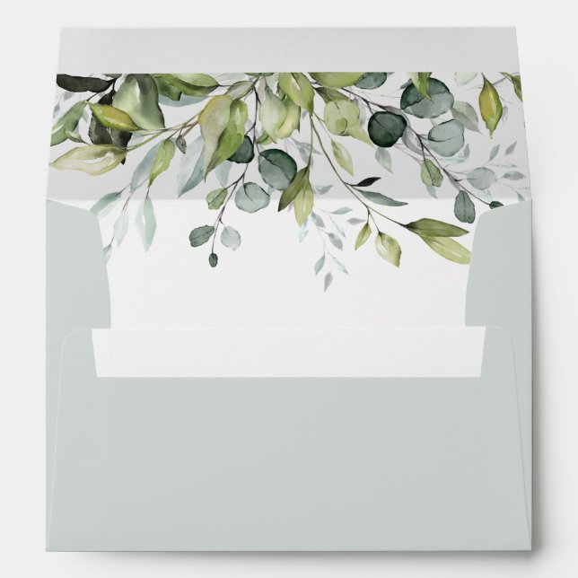 Greenery eucalyptus elegant wedding envelope (Back (Bottom))