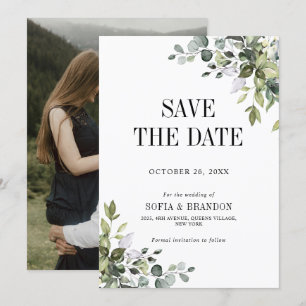 Greenery Eucalyptus Emerald Rustic Wedding Photo Save The Date
