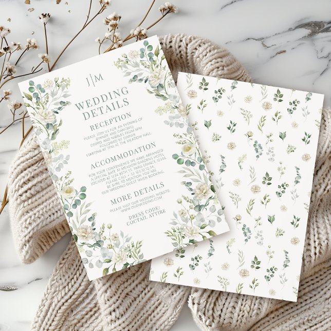 Greenery Eucalyptus Floral Wedding Details Cards (Creator Uploaded)