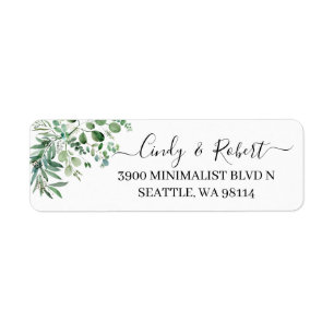 Greenery Eucalyptus Foliage Script Return Address 
