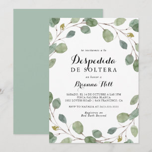 Greenery Eucalyptus Foliage Spanish Bridal Shower Invitation