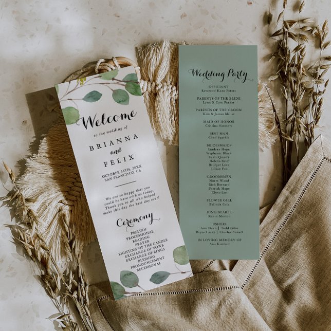 Greenery Eucalyptus Foliage Wedding Program (Creator Uploaded)