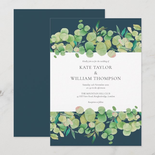 Greenery Eucalyptus Garland Wedding Invitation (Front/Back)