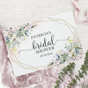 Greenery Eucalyptus Geometric Bridal Shower Guest  Book