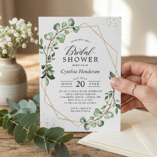Greenery Eucalyptus Geometric Bridal Shower Invitation