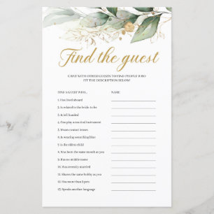 Greenery eucalyptus gold boho find the guest game