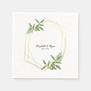 Greenery, Eucalyptus, Gold Geometric, Custom Napkin