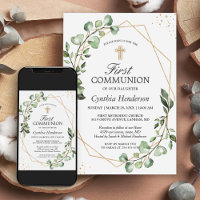 Greenery Eucalyptus Gold Geometric First Communion
