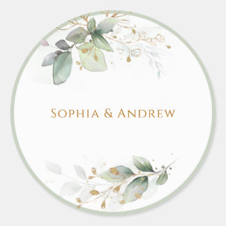 Greenery Eucalyptus Gold Wedding Envelope Seal