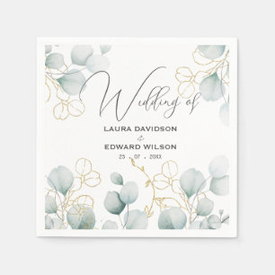 Greenery eucalyptus green floral garden napkin