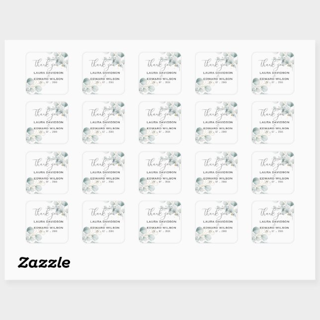 Greenery eucalyptus green floral garden square sticker (Sheet)