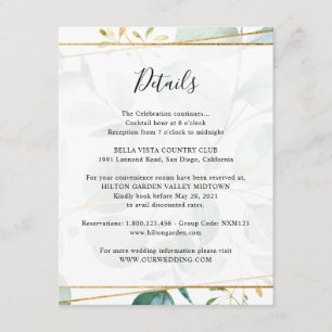 Greenery Eucalyptus Guest Information Details Enclosure Card