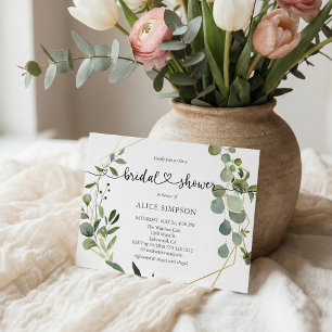 Greenery Eucalyptus Heart Bridal Shower Invitation Postcard