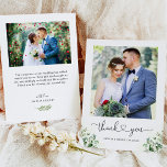 Greenery Eucalyptus Heart Script Wedding Photo Thank You Card<br><div class="desc">Greenery Eucalyptus Heart Script Wedding Photo Thank You Card. For further customization,  please click the "customize further" link and use our design tool to modify this template.</div>