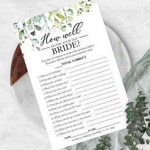Greenery Eucalyptus How Well Do You Know The Bride Flyer