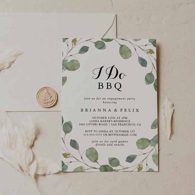 Greenery Eucalyptus I Do BBQ Engagement Party Invitation (Creator Uploaded)