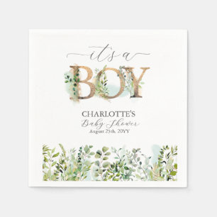 Greenery Eucalyptus It's a Boy Baby Shower Napkin