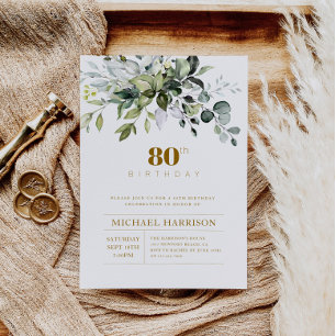 Greenery Eucalyptus Leaf Birthday Invite