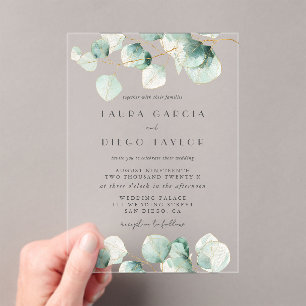 Greenery Eucalyptus Leaf Elegant Wedding Acrylic Invitations