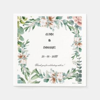 Greenery Eucalyptus Leave Floral Wedding  Napkin