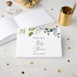 Greenery, Eucalyptus Leaves, Boho, Baby Shower Guest Book