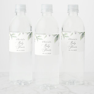 Greenery, Eucalyptus Leaves, Boho, Baby Shower Water Bottle Label