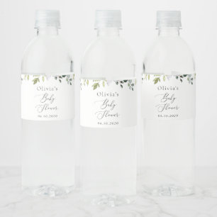 Greenery, Eucalyptus Leaves, Boho, Baby Shower Water Bottle Label