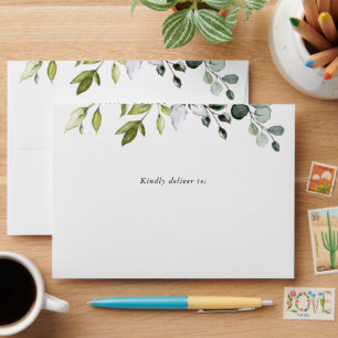 Greenery, Eucalyptus Leaves, Boho, Birthday Envelope