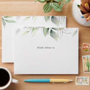 Greenery, Eucalyptus Leaves, Boho, Bridal Shower Envelope