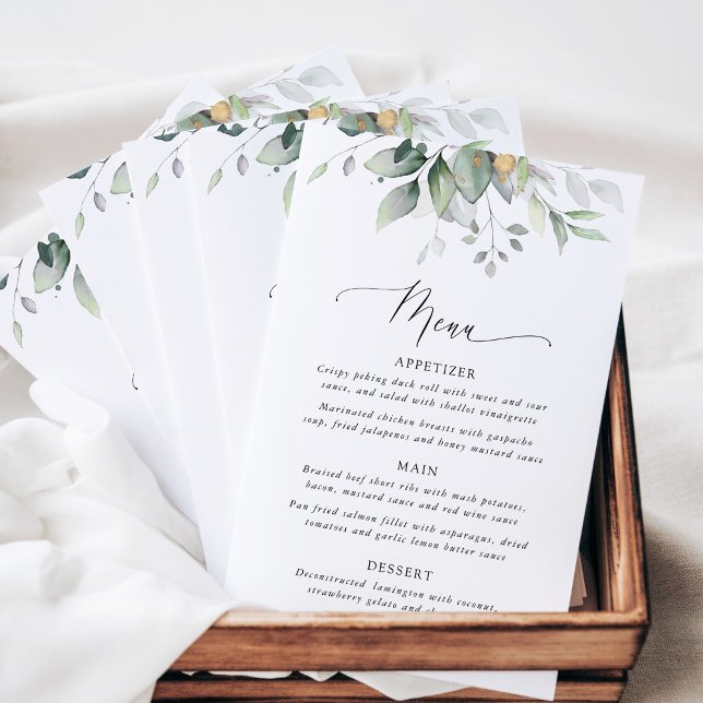 Greenery, Eucalyptus Leaves, Boho, Wedding Menu (Creator Uploaded)