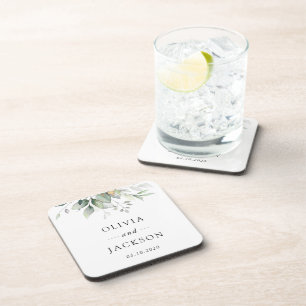 Greenery, Eucalyptus Leaves, Botanical Wedding Coaster