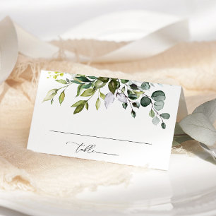 Greenery, Eucalyptus Leaves, Botanical Wedding Place Card