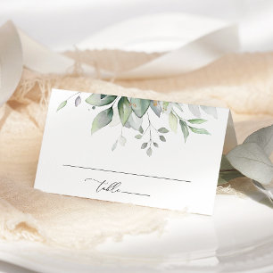 Greenery, Eucalyptus Leaves, Botanical Wedding Place Card