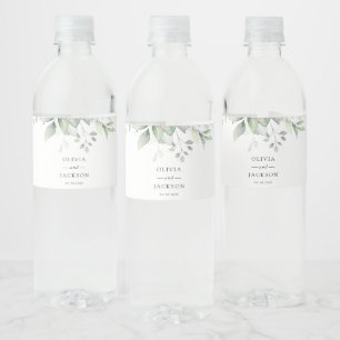 Greenery, Eucalyptus Leaves, Botanical Wedding Water Bottle Label