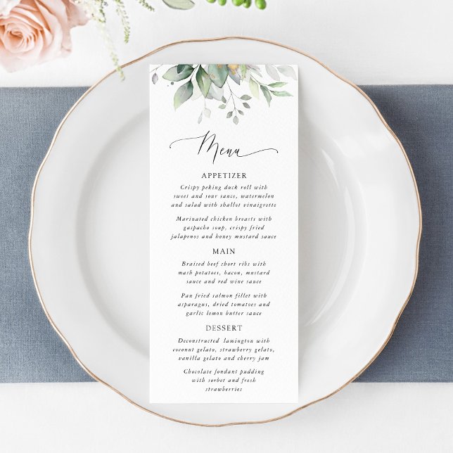 Greenery, Eucalyptus Leaves, Bridal Shower Menu (Créateur téléchargé)