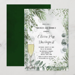Greenery Eucalyptus Leaves Brunch and Bubbly Invitation