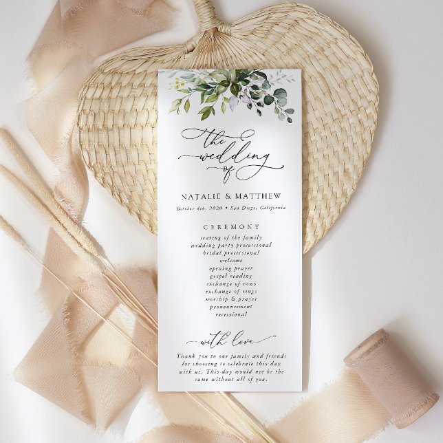 Greenery, Eucalyptus Leaves, Wedding Program (Creator Uploaded)