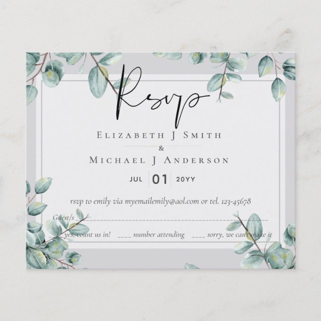 Greenery Eucalyptus Lilac Lemon Grey Wedding (Front)