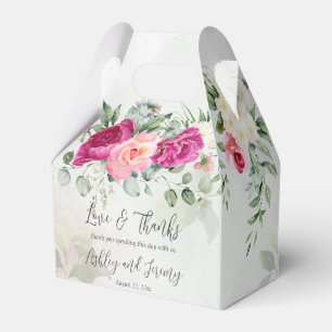 Greenery eucalyptus magenta peony roses custom favor box