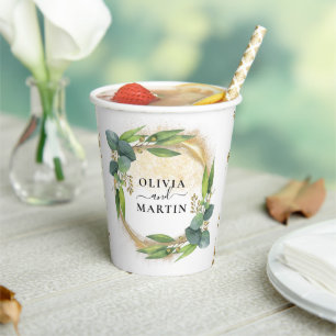 Greenery Eucalyptus Magical Sand Wedding Paper Cup