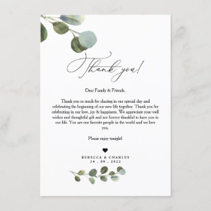 Greenery Eucalyptus Napkin Thank You Note Card