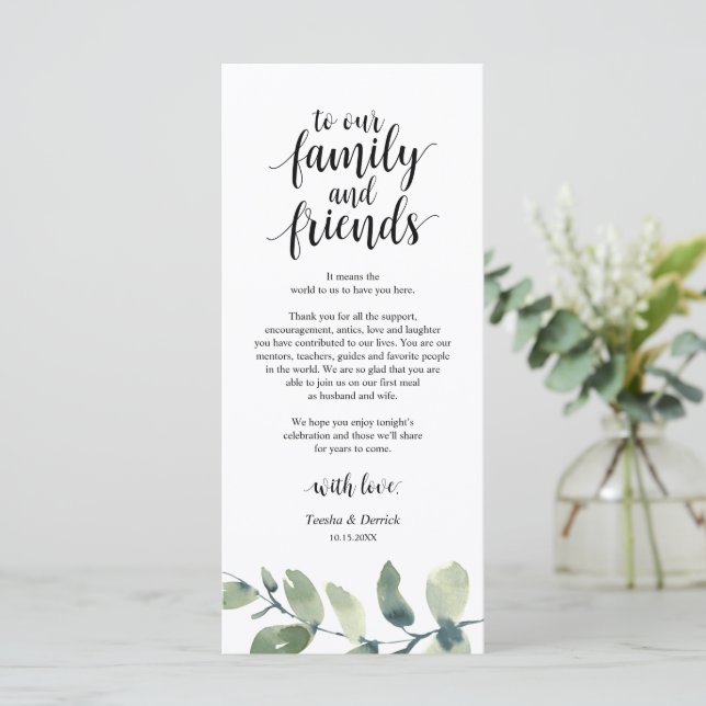 Greenery Eucalyptus Place Setting Thank You Card (Standing Front)